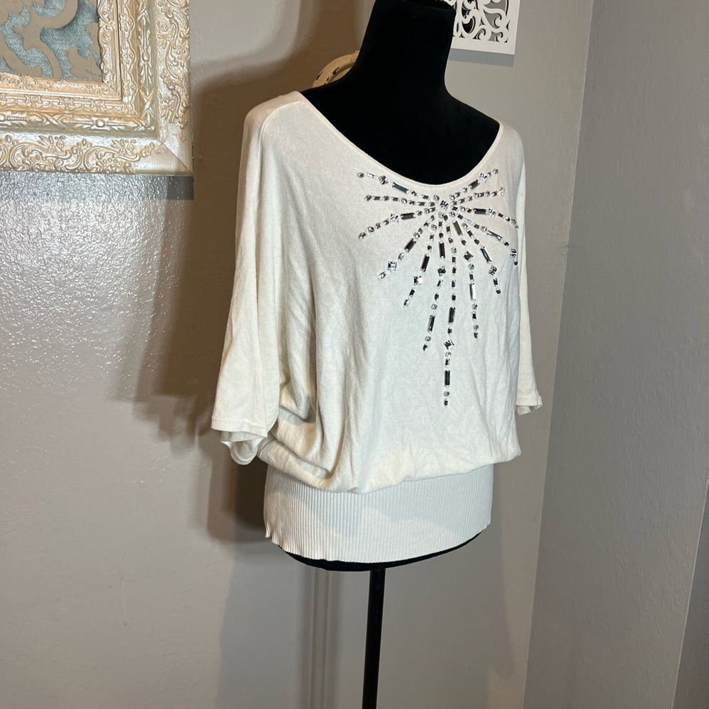 Boston Proper Embellished White Women's Top - Picture 7 of 12